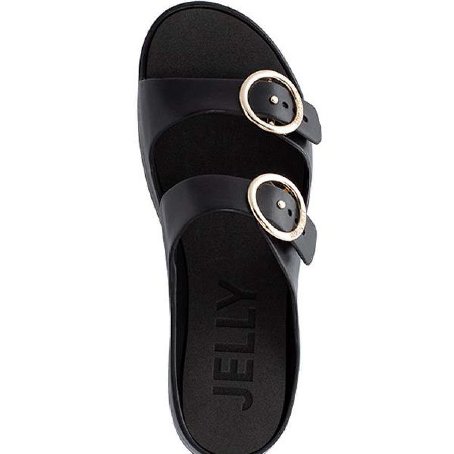 Ladies Lemon Jelly Slides | Lemon Jelly Gaia-01 Black