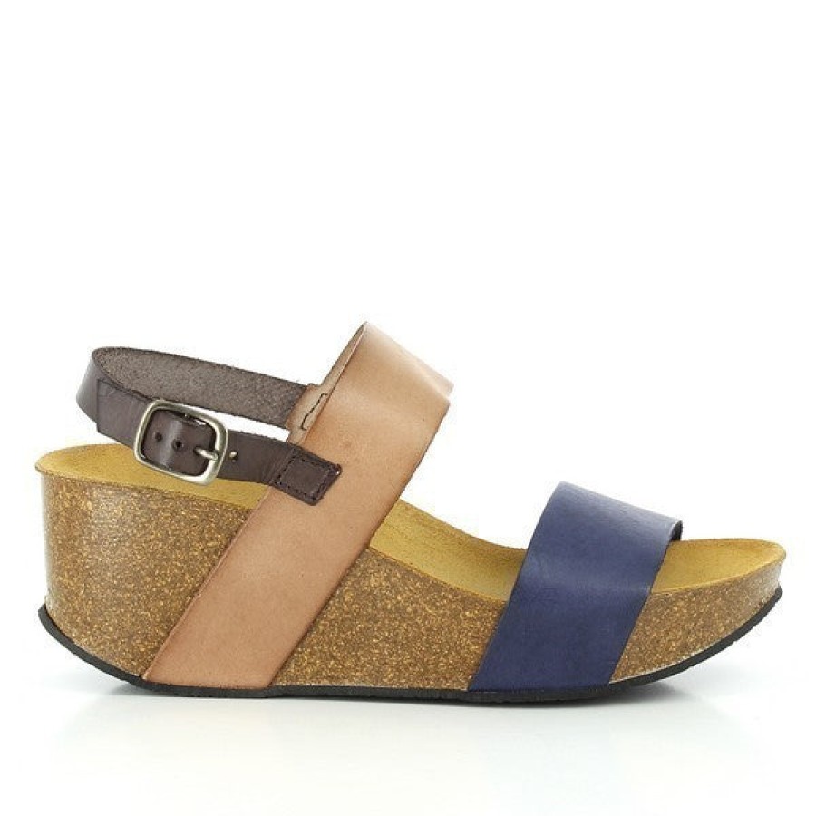 Ladies Plakton Wedges | Plakton 275028 Blue-Tan