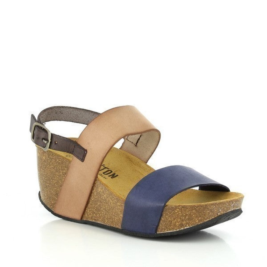 Ladies Plakton Wedges | Plakton 275028 Blue-Tan